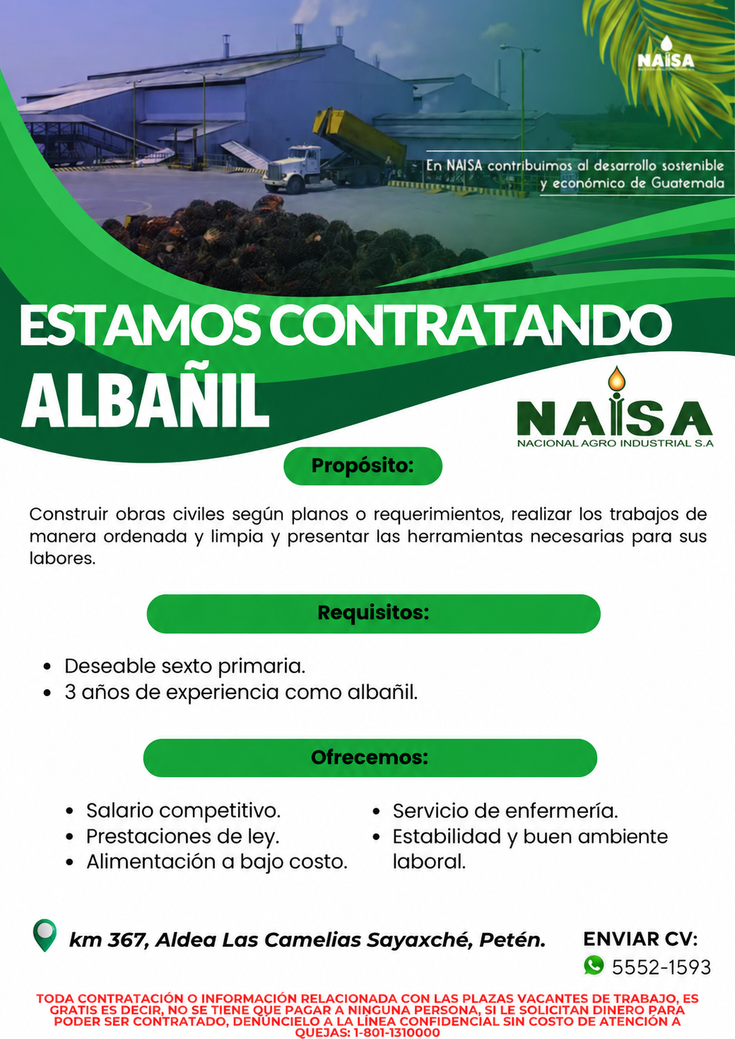Publicación de plaza: Albañil
