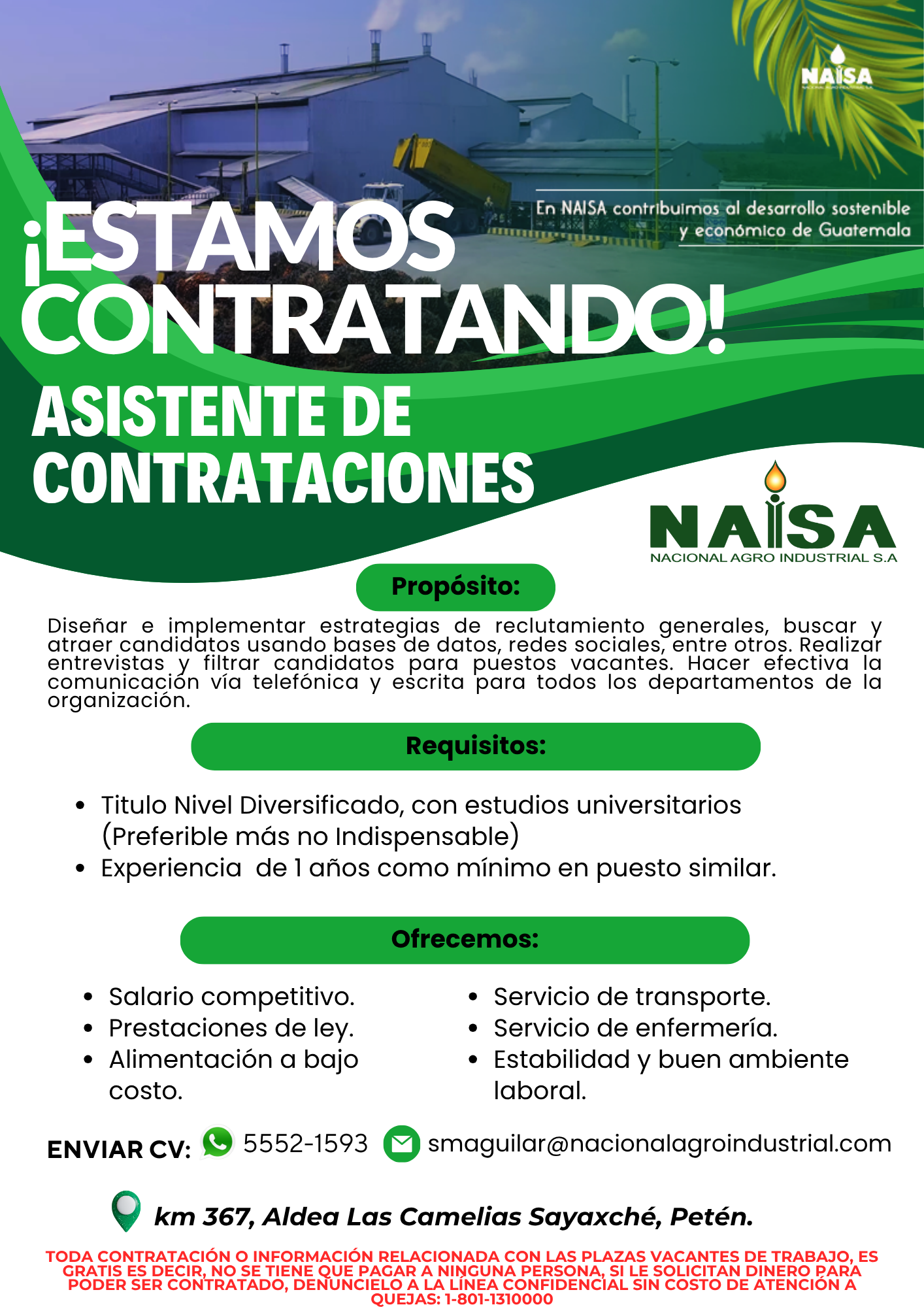 Publicación de plaza: Asistente de Contrataciones