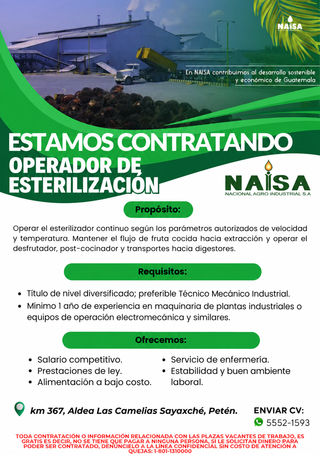 Publicación de plaza: Operador de esterilización