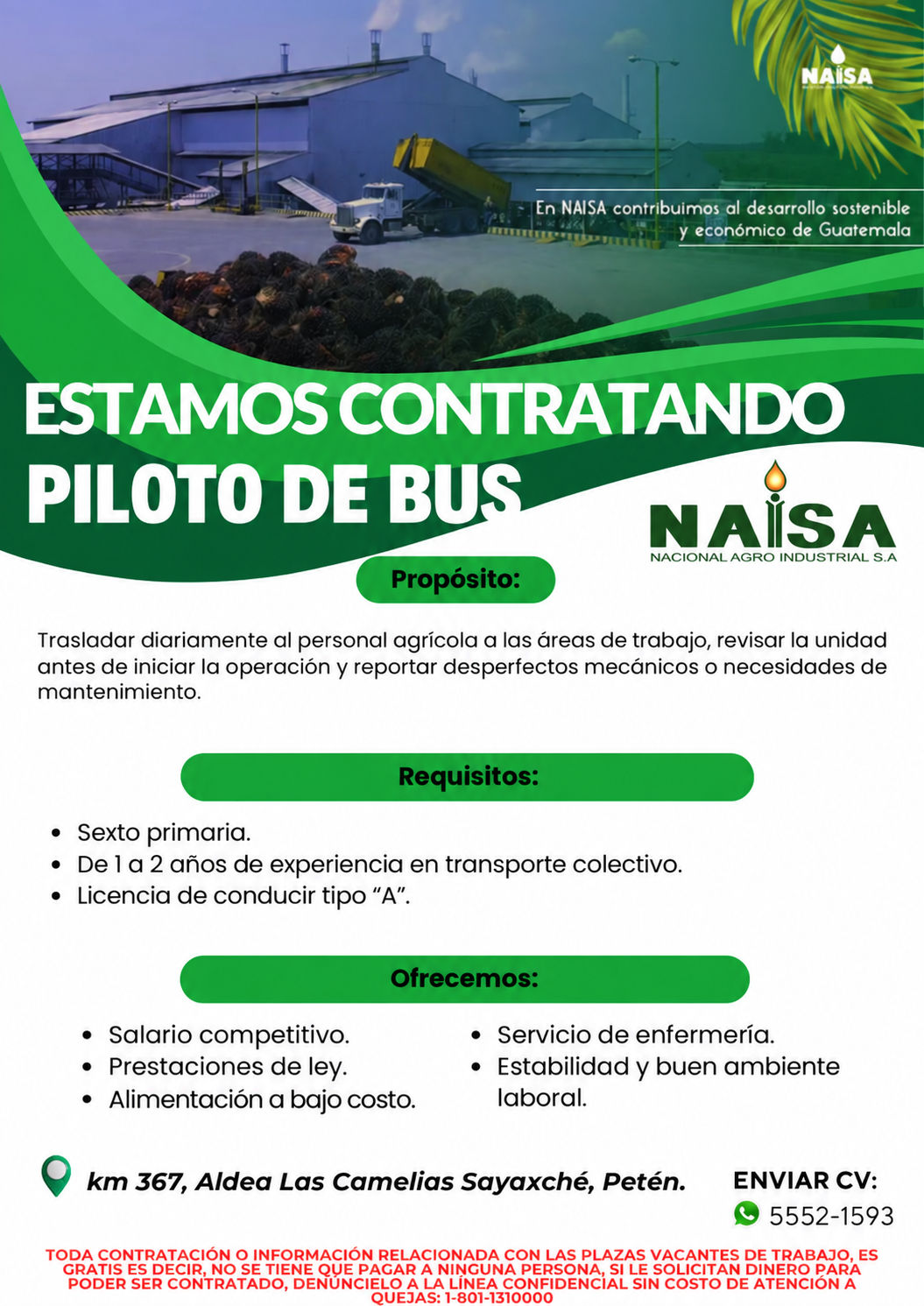 Publicación de plaza: Piloto de bus