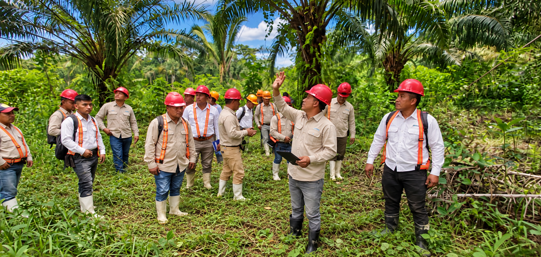 Equipo técnico en plantaciones de palma de aceite